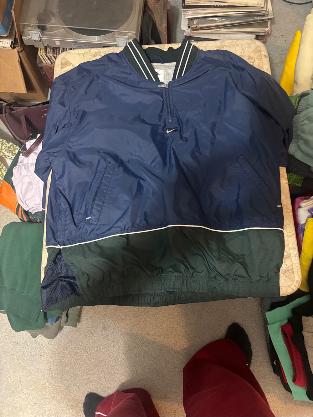 Nike Navy and Dark Green Pullover Windbreaker Jacket